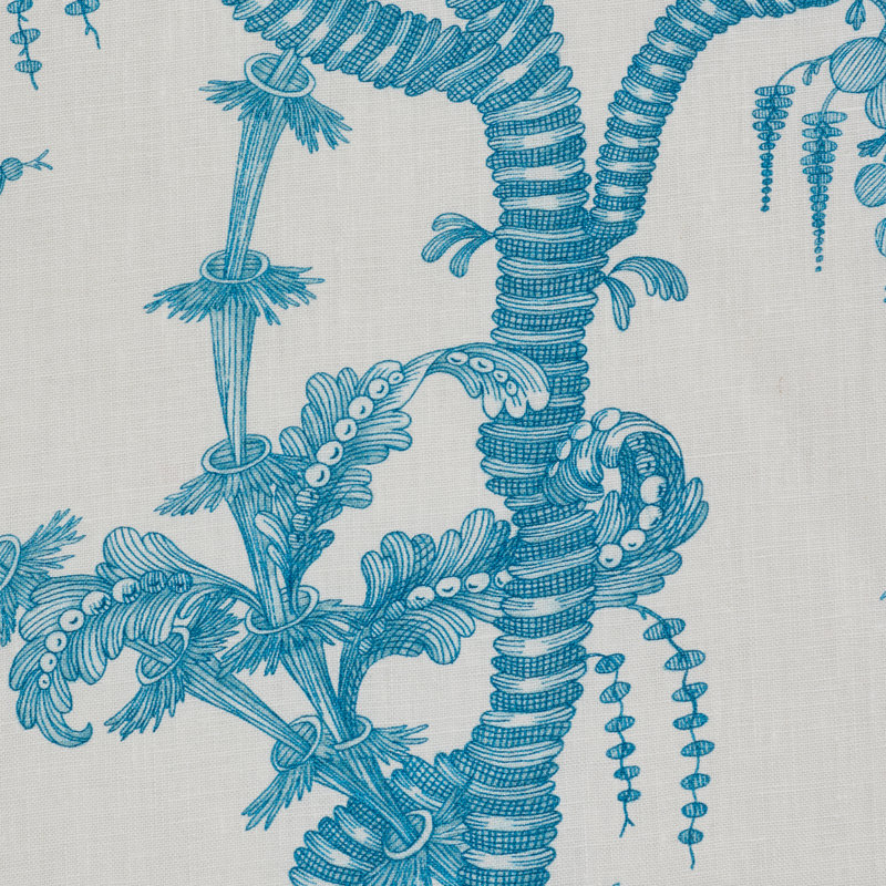 San Cristobal Toile Fabric, Peacock