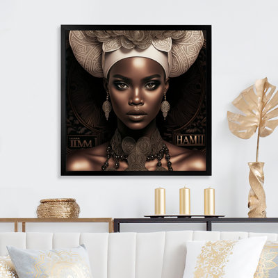 Élégant portrait d'une femme africaine élégante - art mural africain pour le salon