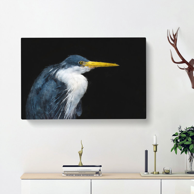 Pied Heron - Wrapped Canvas, 40cm H x 60cm W x 3cm D