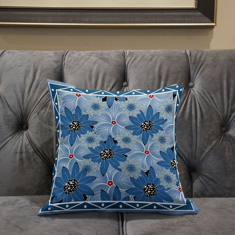 Coussin 20 x 20, Gris / bleu floral