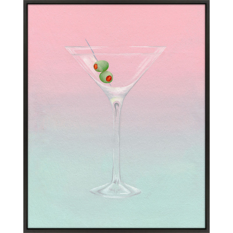 Olive Martini Print by Katy Montica, Black Framed Canvas, 38" H x 30" W x 1.38" D