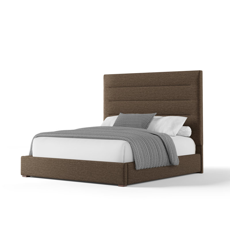 Lit tapissier standard Dezyah, Revolution® en lin brun, Très grand