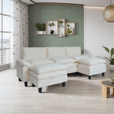 Canapé modulaire modulaire avec accoudoirs 118 po L 118 po Corduroy
