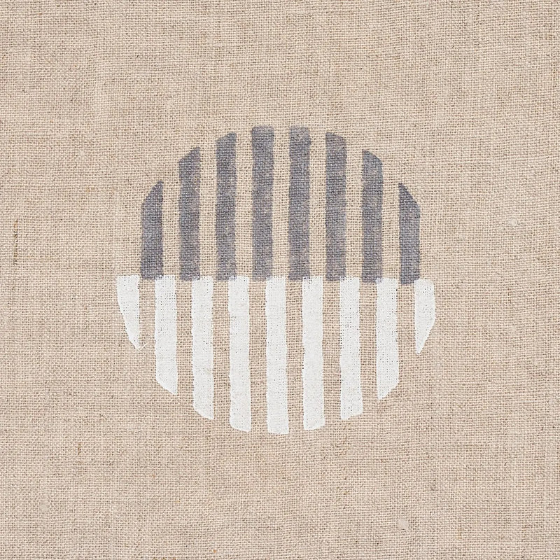 Ando Hand Block Print Fabric, Ivory/Charcoal