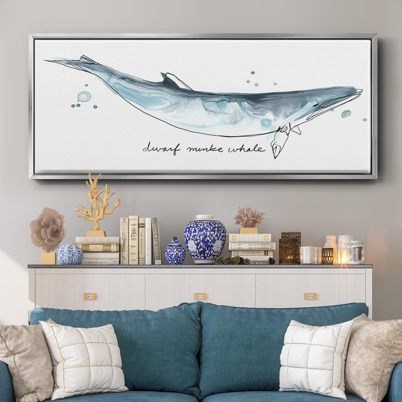 Whale I- Framed Canvas, 12" H x 30" W