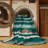 Washable Emerald Light Gray Striped Area Rug-165684088