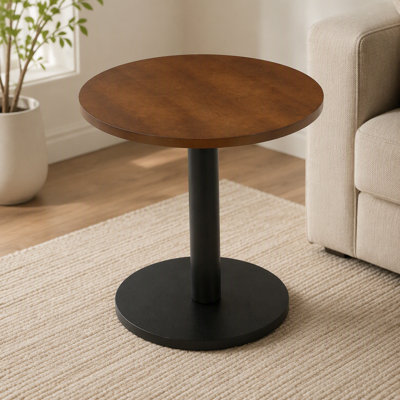Table de salle à manger ronde 31,5 pouces en bois massif avec base en piédestal en métal, petite table de cuisine pour 2 à 4 personnes (table seulement)