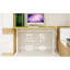 Bureau réglable en hauteur à la main pour et pour adultes, bureau personnel multifonctionnel, conception simple, pieds blancs, bureau de couleur bois, structure à double colonne compacte avec bureau, support de table conçu-1313513127-1313513129