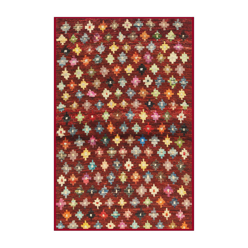 Tapis géométrique rouge / vert / jaune, Rectangle 2 pi x 5 pi