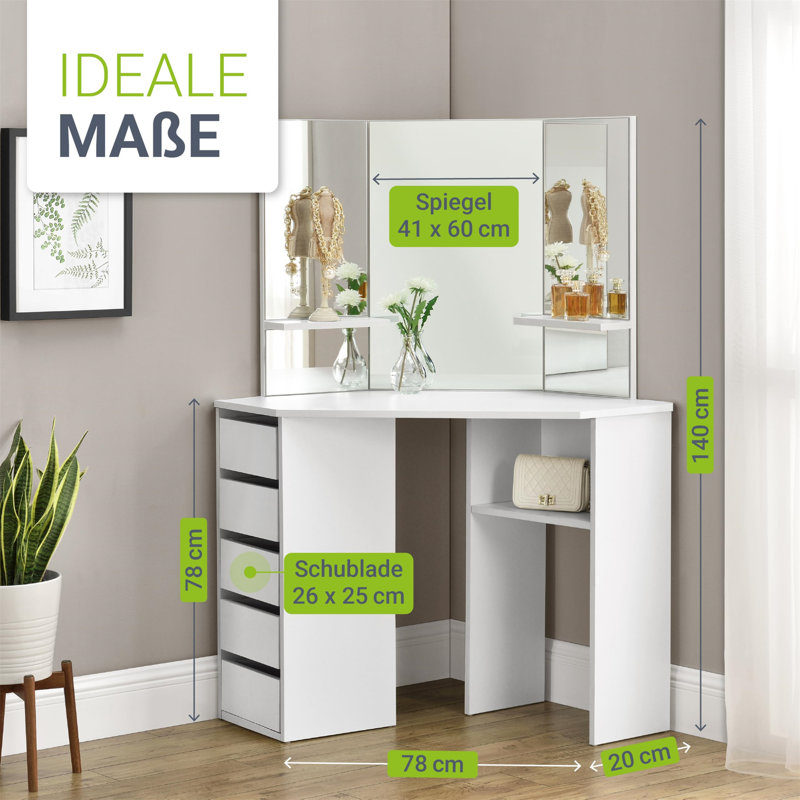 Cainon Brayden Studio Cainon Dressing Table with Mirror | Wayfair.co.uk