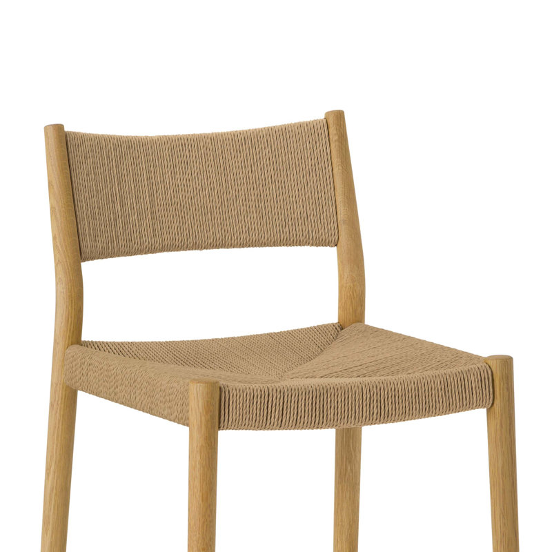 Tabouret de bar en bois et corde de papier tissé, Oak