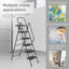 5-Step Reach Height Foldable Step Ladder With Tool Tray And Wide Non Slip Pedals, Convenient Handrails