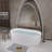 59"Linear Acrylicfreestanding Bathtub Stand Alone Soaker Tub, Glossy White Acrylic, Pop-Up Chrome Drain