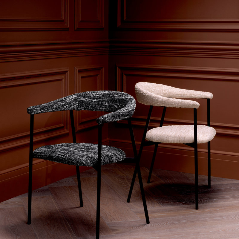 Julio Upholstered Arm Chair, Boucle Sonata Black