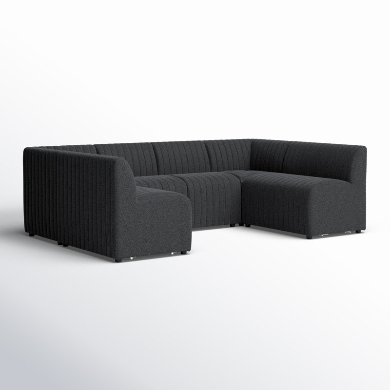 Brandt Upholstered U-Shaped Sectional Symmetrical, Fiqa Charcoal Boucle, 31.5" H X 106" W x 66.5" D