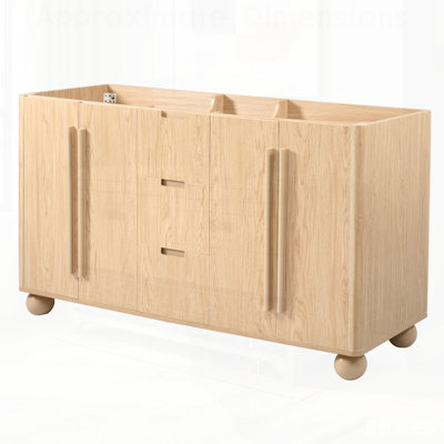 Armoire de salle de bain avec 3 tiroirs et 4 portes, mécanisme de fermeture en douceur, tablette réglable, finition bois