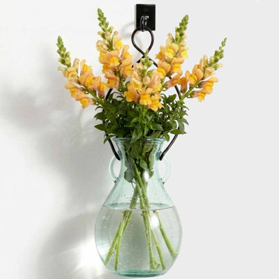 18" Country Hanging Glass Vase with Metal Hanger and Hook, 73 oz Capacity