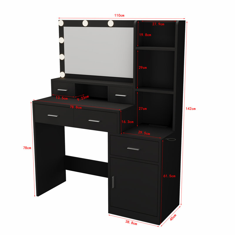 Mirror Dressing Table with Drawers and Storage Cabinet for Easy Maintenance