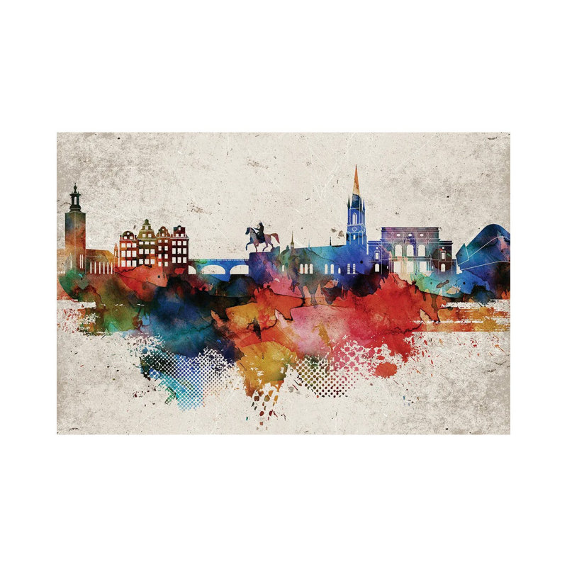 Stockholm Abstract Skyline 1 Piece Wrapped Canvas Wall Art, 45.72cm H x 66.04cm W x 1.91cm D