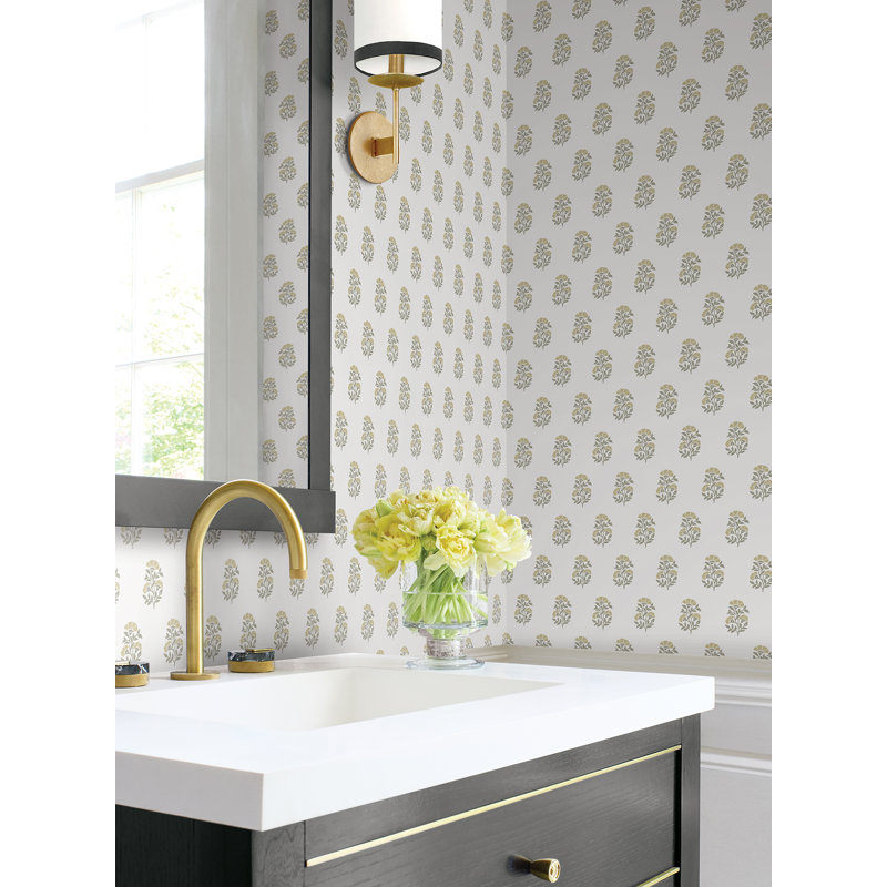 Papier peint floral neutre Sylvie