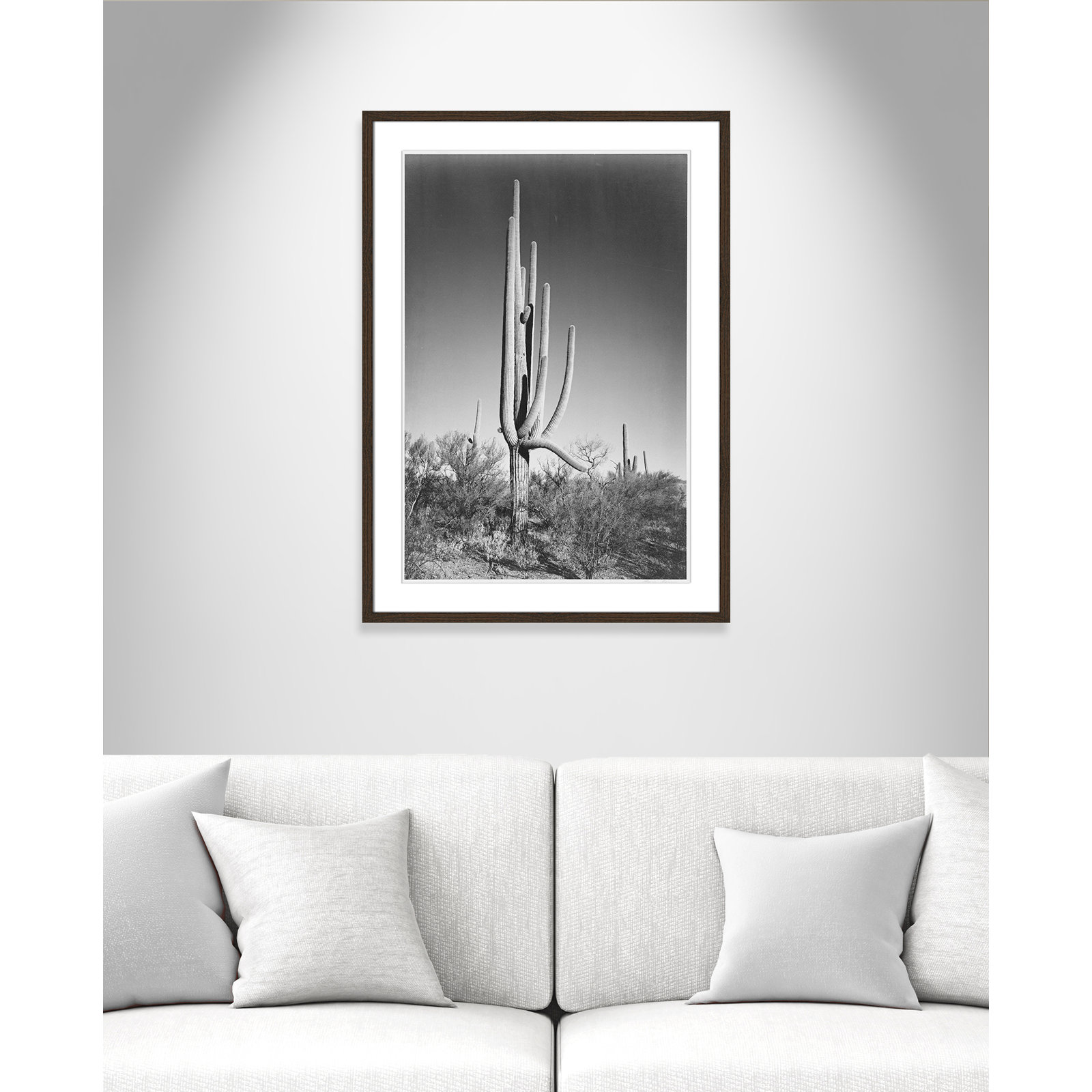 Saguaro National Monument Print by Ansel Adams, 35.5" H x 25.5" W x 0.75" D, Walnut