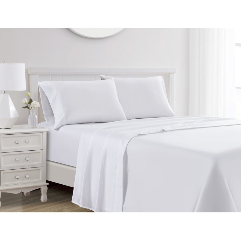 Cooling Sheet Set White, Twin Sheet Set with 2 Pillowcases