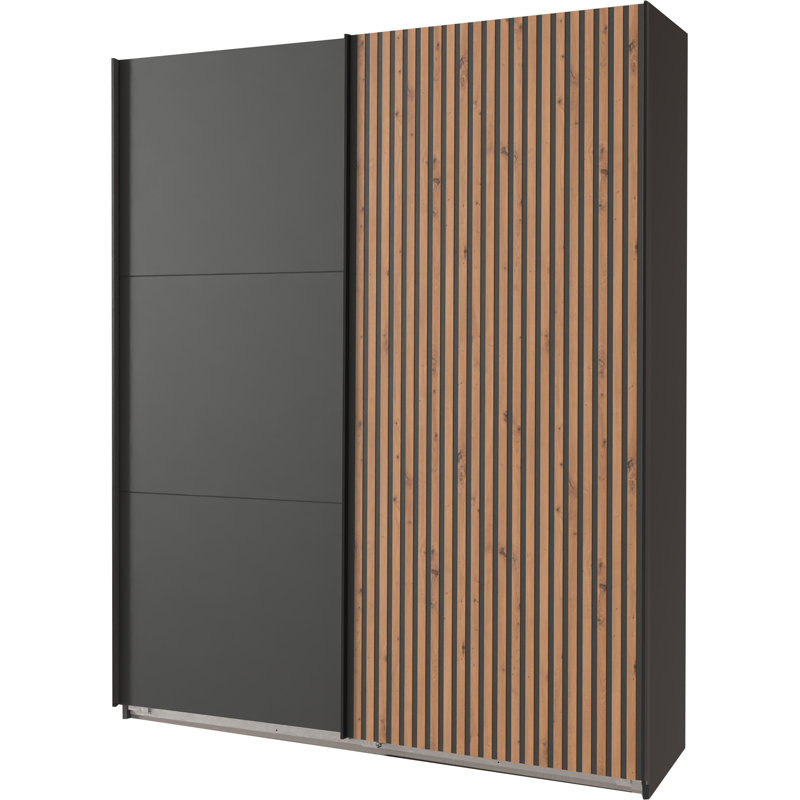 Alyxia 2 Door Manufactured Wood Wardrobe, Graphite / ABS artisan oak