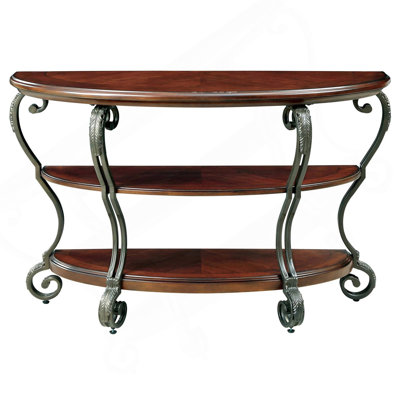 Traditional Style Brown Cherry 1Pc Sofa Table Open Bottom Shelf Ornate Design Living Room Furniture