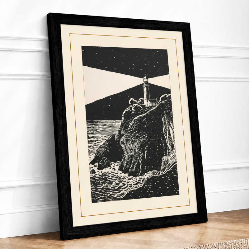 Solitude Under Stars Japandi - Framed Print, Black, A3 - 42.0 x 29.7 cm