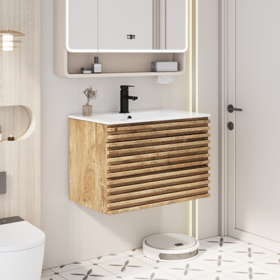  30" Wall Mounted Single Bathroom Vanity Set with Sink Top, Faucet and Drain Included