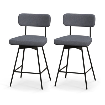 George Oliver 2pcs Swivel Bar Stool Upholstered Bar Height Dining Chair W/ Footrest by George Oliver