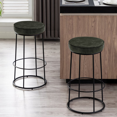 Figueiredo Upholstered Counter Stool with Metal Frame