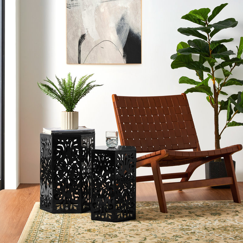 Tabouret d'appoint ou support à fleurs ou table d'appoint Loiret, Noir