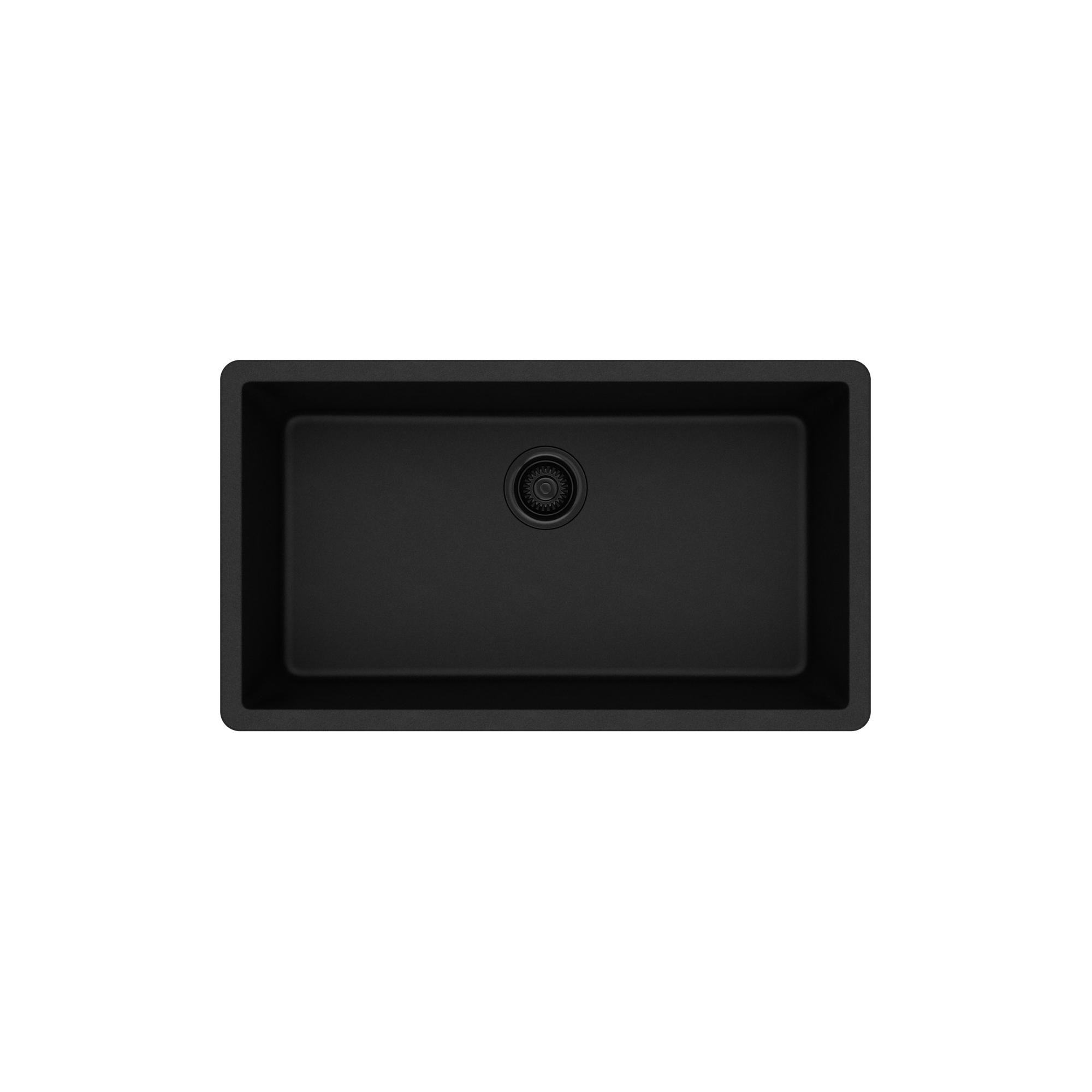Quartz Classic 33" x 18-7/16" x 9-7/16" Undermount Kitchen Sink, Black