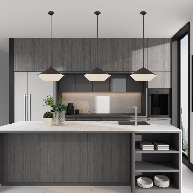 Luminaire suspendu simple Harbourvale, Bronze, Gruau