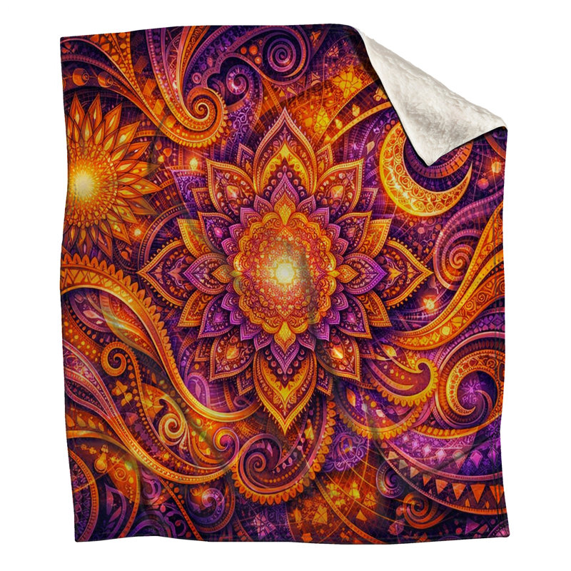 Vibrant Mandala Pattern Blankets, 60in W x 80in H