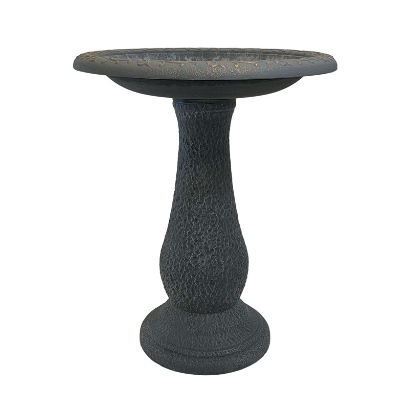 Birds and Beyond 19"D x 24"H Fiber Clay Birdbath Baringer Collection, Sand