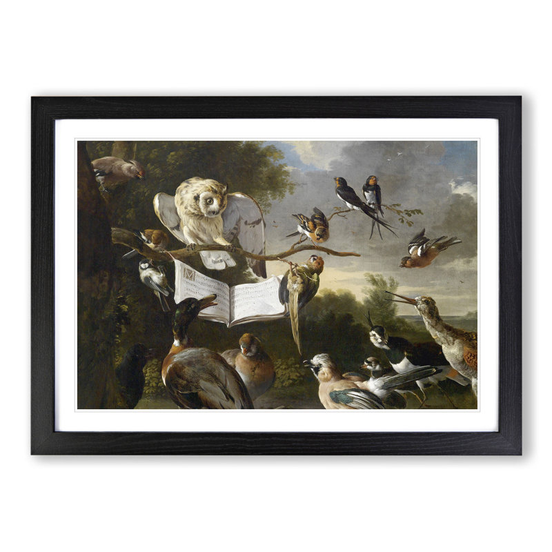 Owl Surrounded by Birds by Melchior Dhondecoeter - Framed Print, 27cm H x 36cm W x 2cm D, Black Framed