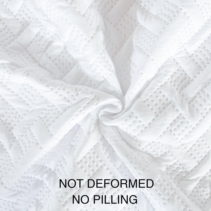 3 Piece Bed Quilted Coverlet, Microfiber Bedspread - NTBAY, Twin Quilt + 1 Standard Sham, White