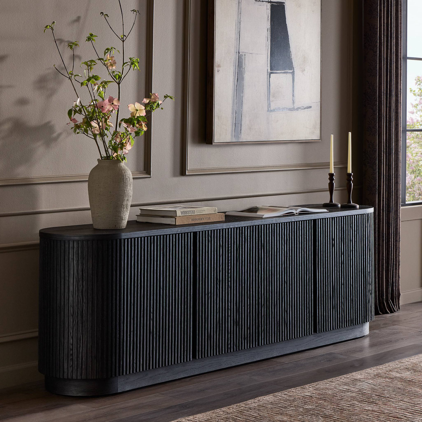 Oak Media Console, Black Oak