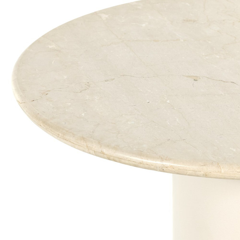 Belle Round Marble Dining Table, Cream Marble/Ivory Iron