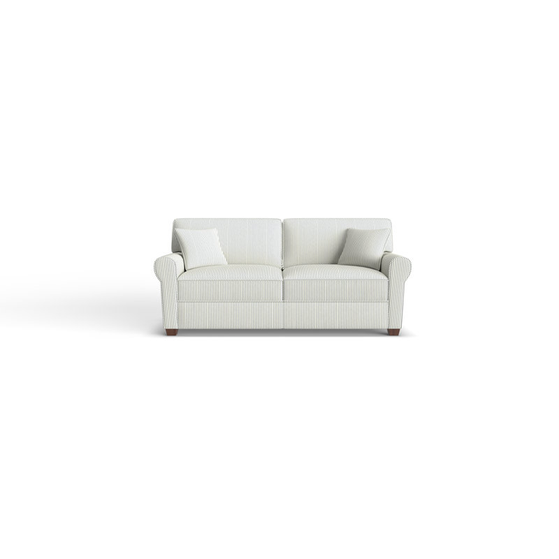 Shannon Upholstered 76'' Sofa, Dark Walnut, Light Gray