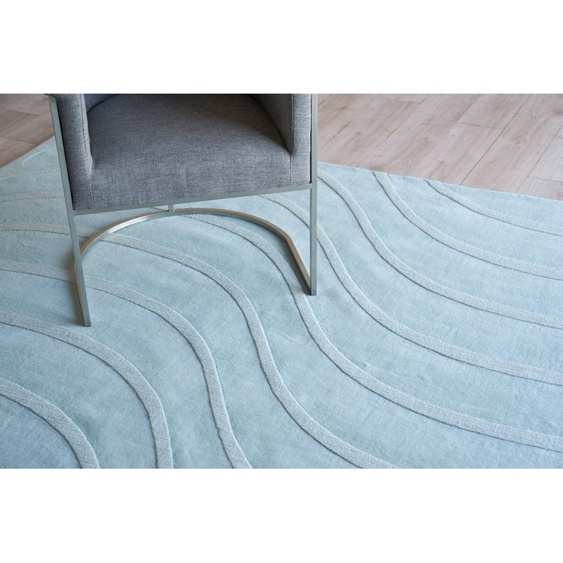 Tempo Wool Geometric Area Rug in Light Blue, Rectangle 9' x 12'