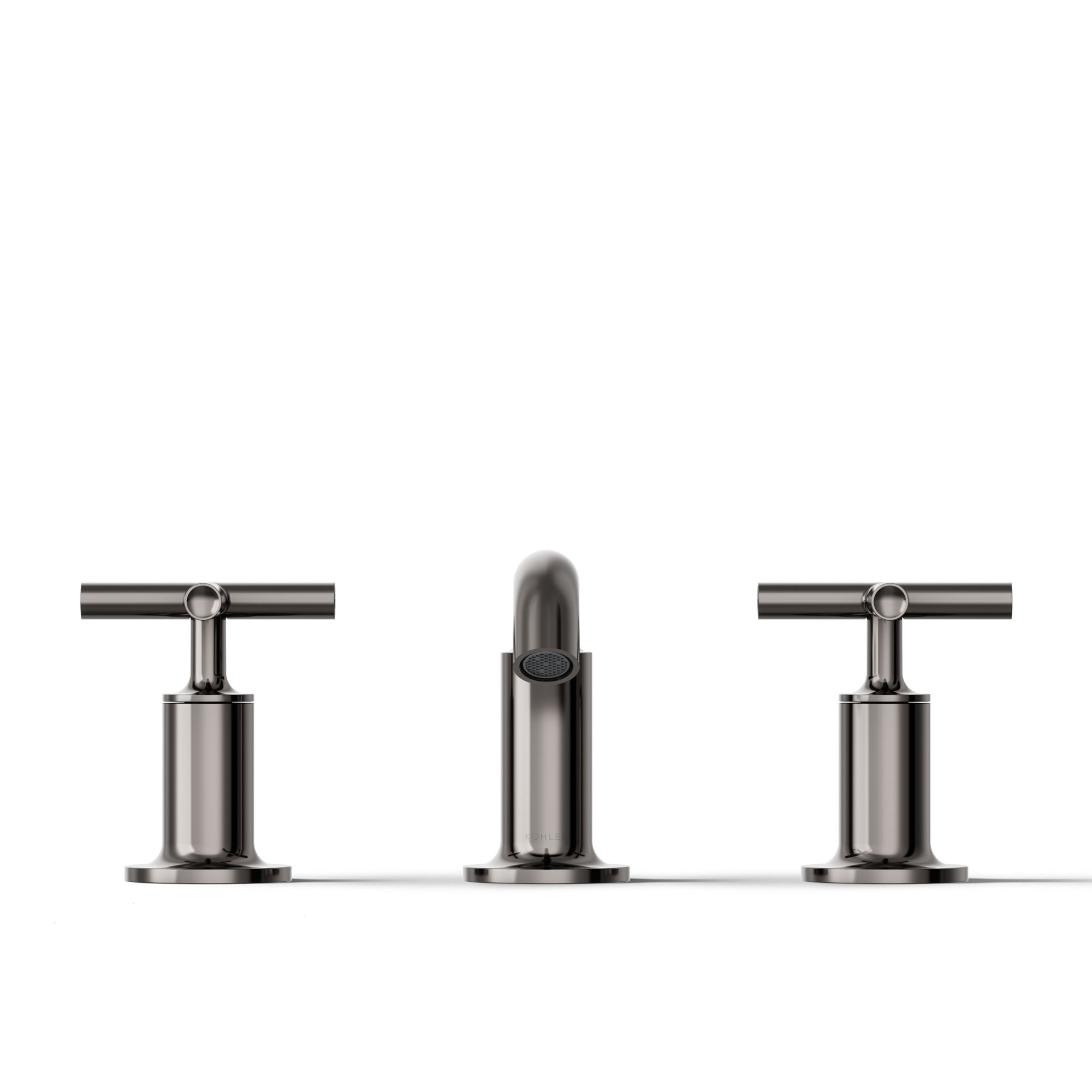Purist Widespread Bathroom Sink Faucet with Low Cross Handles and Low Spout, Vibrant Titanium