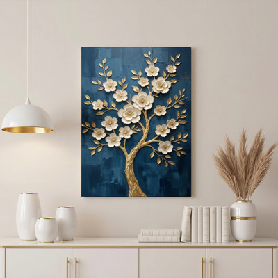 «Gallery Wrap», art mural sur toile pour le salon, la chambre à coucher, le bureau ou le vestibule - décoration murale décorative avec arbre floral