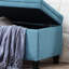 Banc de rangement capitonné capitonné, banc d'entrée en tissu de lin avec pieds en bois fuselés-2041242337