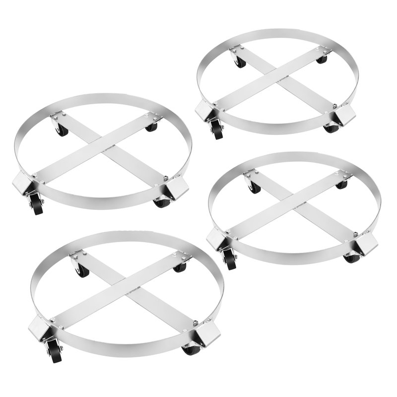 Chariot tambour 55 gallons en acier robuste avec entretoises, 4 roulettes par Pentagon Tools