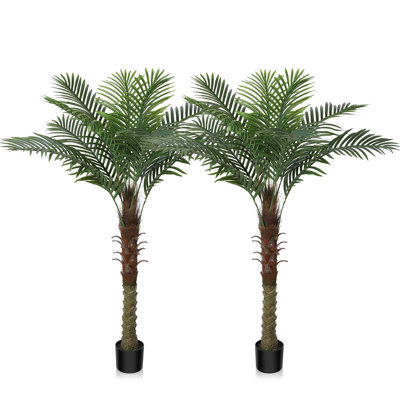Adcock Artificial Golden Cane Palm Tree in Pot, Faux Plant for Indoor Décor