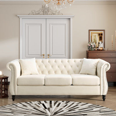 Chesterfield Sofa,Sofa Tufted Couch with Rolled Arms and Nailhead