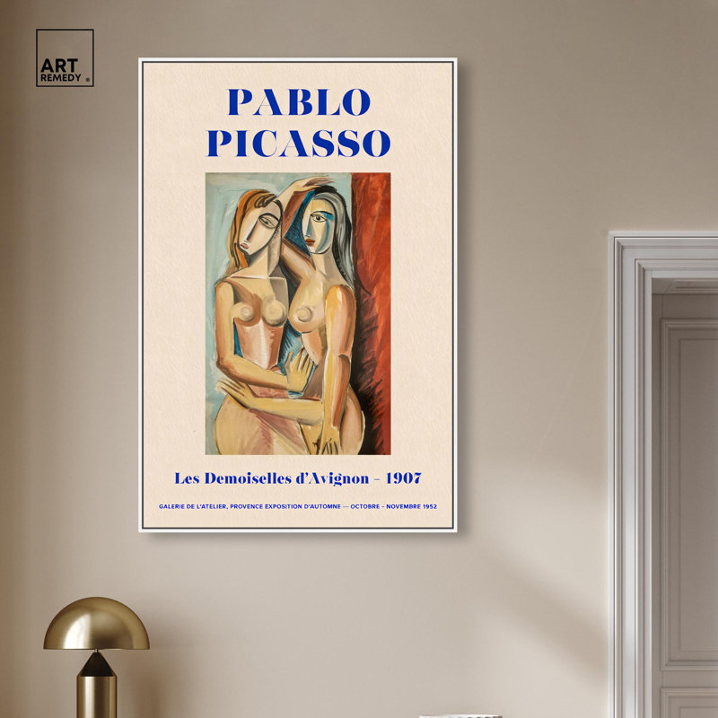 Célèbre reproduction d'art sur toile par Picasso, H 16 po x l 11 po, Cadre argenté